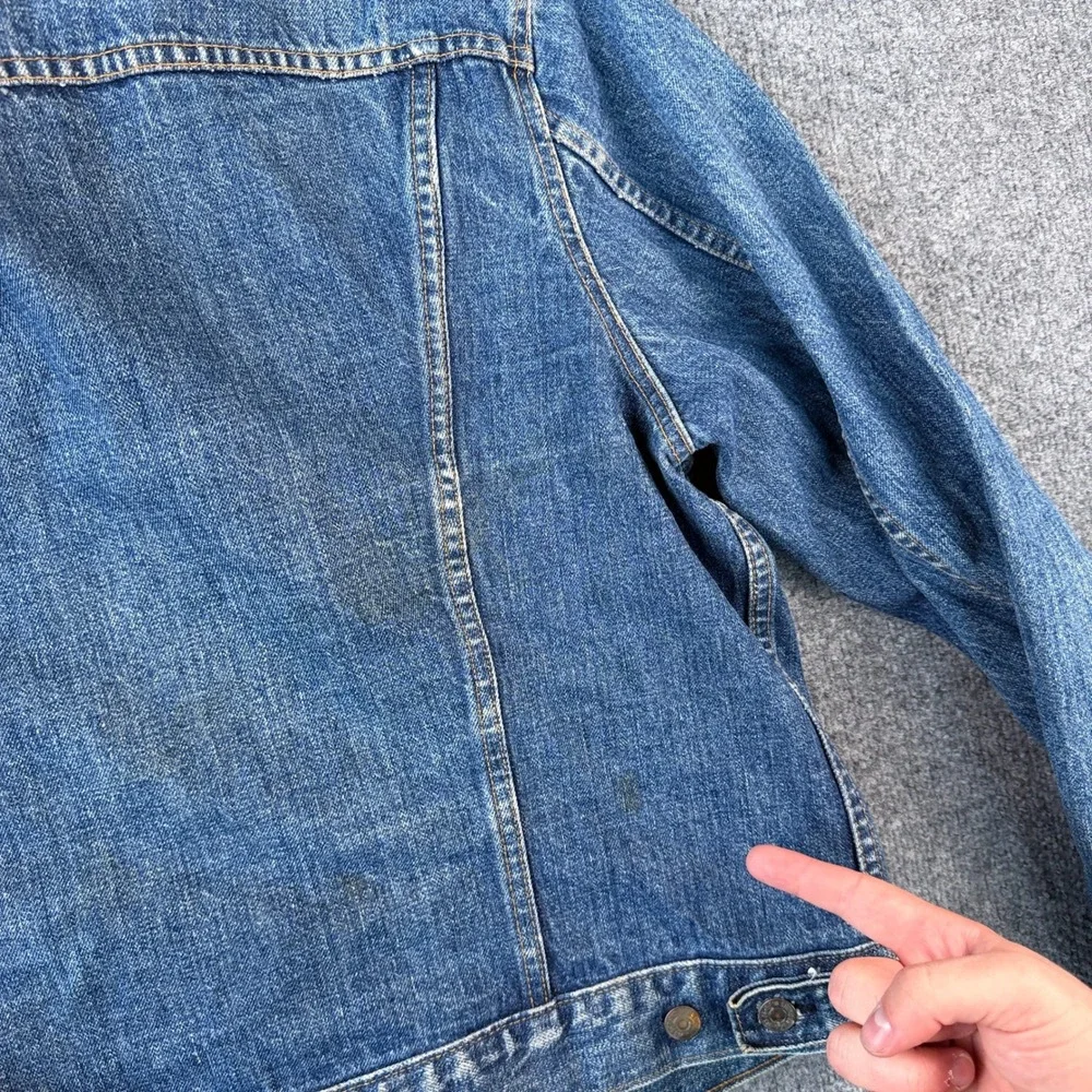 Vintage 70s Levis Jacket Mens 50 2XL Blue Glitter Art Type 3 Made in USA